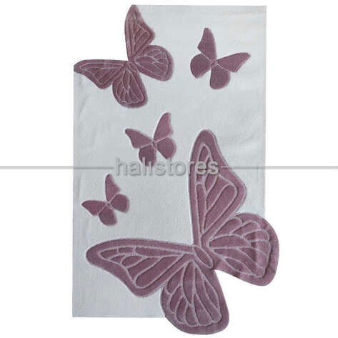 Halıstores Reserve Kişiye Özel Tasarım Çocuk Halısı Kelebek Lila-Ekru (3)