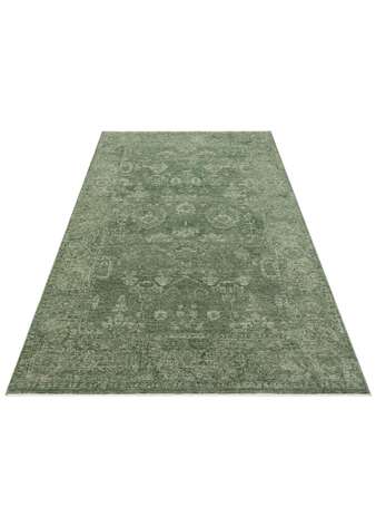 Halıstores Vintage Eskitme Desenli Modern Yumuşak Dokulu Makine Halısı Shr 02 Yeşil (2)