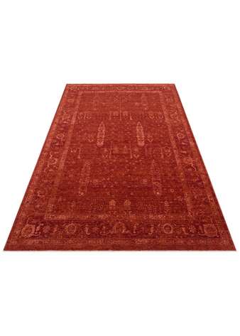 Halıstores Vintage Eskitme Desenli Modern Yumuşak Dokulu Makine Halısı Shr 03 Kırmızı (2)