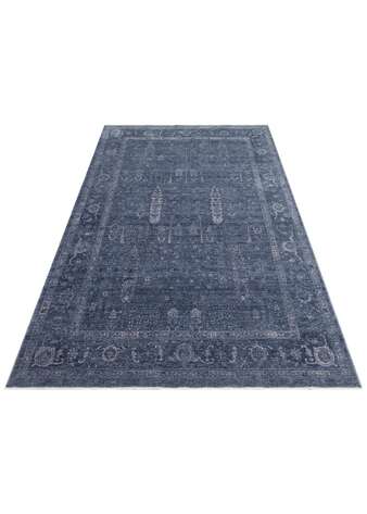 Halıstores Vintage Eskitme Desenli Modern Yumuşak Dokulu Makine Halısı Shr 03 Lacivert (2)