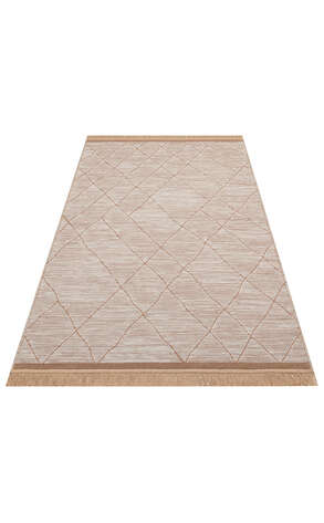 İskandinav Desenli Hav Toz Vermez Yıkanabilir Modern Desenli Dokuma Kilim Arya Arc 02 Bej