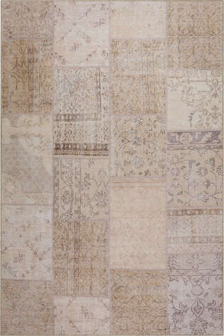 Patchwork Desenli Dokuma Taban Dekoratif Bej Halı HS 15