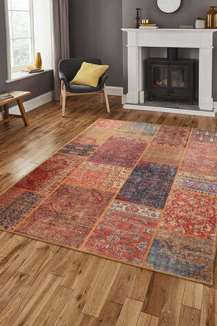 Patchwork Desenli Dokuma Taban Dekoratif Renkli Halı HS 16