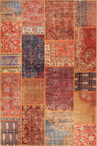 Patchwork Desenli Dokuma Taban Dekoratif Renkli Halı HS 16