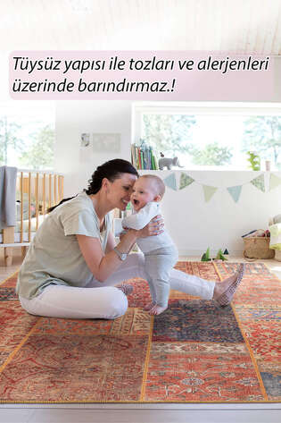 Patchwork Desenli Dokuma Taban Dekoratif Renkli Halı HS 16