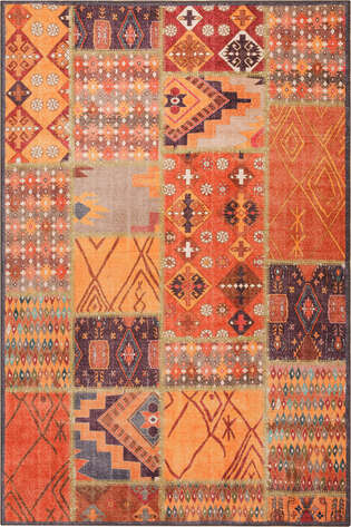 Patchwork Desenli Dokuma Taban Dekoratif Renkli Halı HS 332