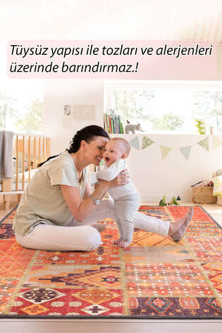 Patchwork Desenli Dokuma Taban Dekoratif Renkli Halı HS 332