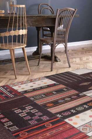 Patchwork Desenli Dokuma Taban Dekoratif Renkli Halı HS 45
