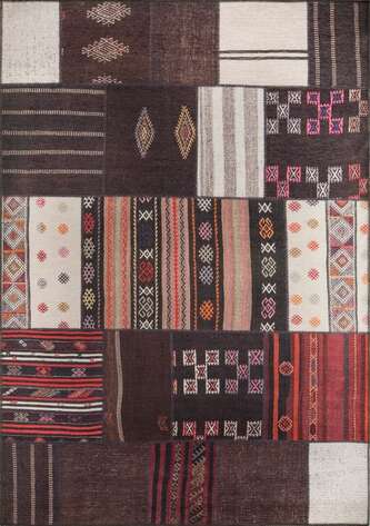 Patchwork Desenli Dokuma Taban Dekoratif Renkli Halı HS 45