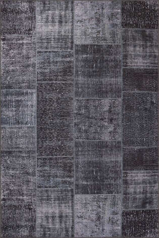 Patchwork Desenli Dokuma Taban Dekoratif Siyah Halı HS 81