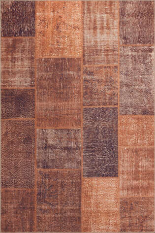 Patchwork Desenli Dokuma Taban Dekoratif Turuncu Halı HS 62
