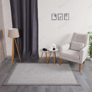 Halıstores - Jüt Sisal Gri Kolay Temizlenen Hav ve Toz Vermeyen İç ve Dış Mekan Bordürlü Halı 9213
