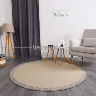 Halıstores - Jüt Sisal Yuvarlak Bej-Kahve Kolay Temizlenen Hav ve Toz Vermeyen İç ve Dış Mekan Bordürlü Halı 9709