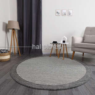 Halıstores - Jüt Sisal Yuvarlak Gri Kolay Temizlenen Hav ve Toz Vermeyen İç ve Dış Mekan Bordürlü Halı 9213