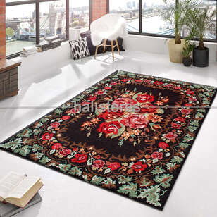 Halıstores - Karabağ Desenli Baskılı Halı SM 37 Black