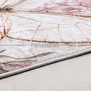 Halıstores - Kelebek Desenli Pembe Klozet Takımı 60x100cm 50x60cm (1)