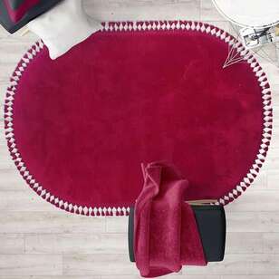 Halıstores - Kırmızı Peluş Oval Yıkanabilir Halı