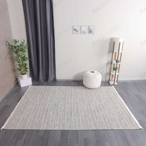 Makinede Yıkanabilir Şönil Dokuma Kilim Bej 8703