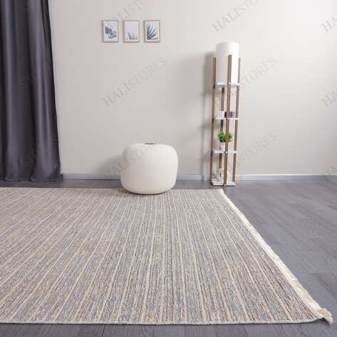 Makinede Yıkanabilir Şönil Dokuma Kilim Bej 8703