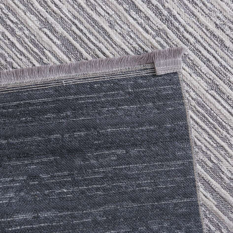 Makinede Yıkanabilir Şönil Dokuma Kilim Gri 8702