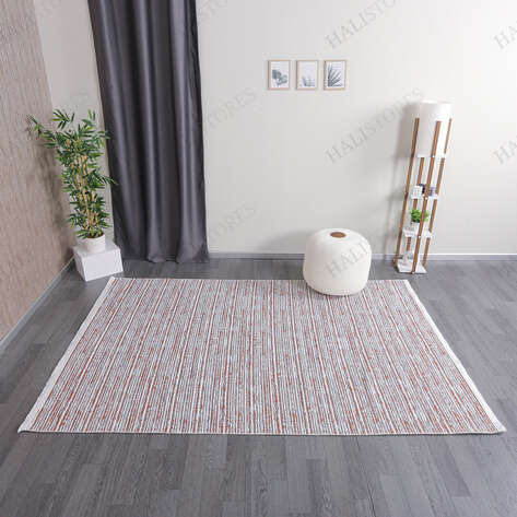 Makinede Yıkanabilir Şönil Dokuma Kilim Kiremit 8704