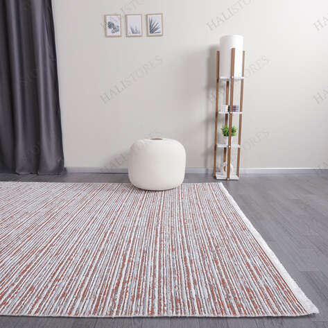 Makinede Yıkanabilir Şönil Dokuma Kilim Kiremit 8704