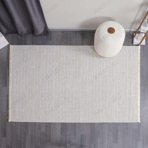 Makinede Yıkanabilir Şönil Dokuma Kilim Krem 8701