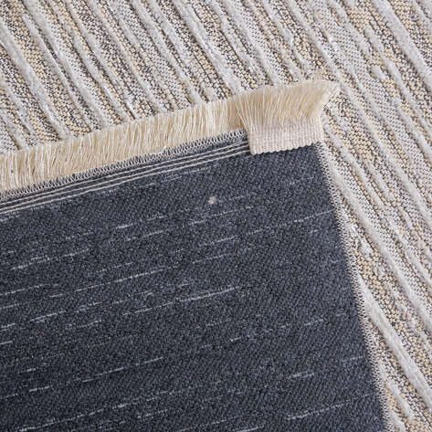Makinede Yıkanabilir Şönil Dokuma Kilim Krem 8701