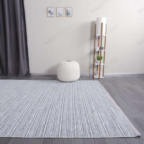 Makinede Yıkanabilir Şönil Dokuma Kilim Mavi 8705