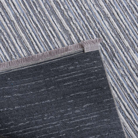 Makinede Yıkanabilir Şönil Dokuma Kilim Mavi 8705