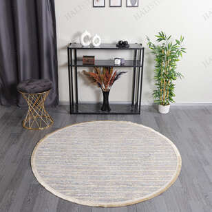 Halıstores - Makinede Yıkanabilir Yuvarlak Şönil Dokuma Kilim Bej 8703