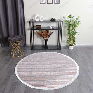 Halıstores - Makinede Yıkanabilir Yuvarlak Şönil Dokuma Kilim Kiremit 8704