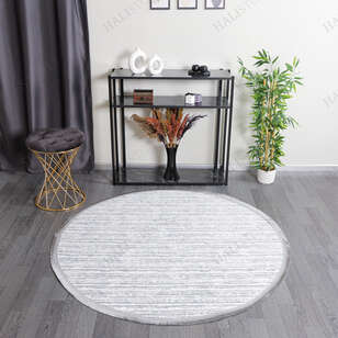 Halıstores - Makinede Yıkanabilir Yuvarlak Şönil Dokuma Kilim Krem 8701
