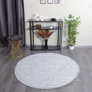 Halıstores - Makinede Yıkanabilir Yuvarlak Şönil Dokuma Kilim Mavi 8705