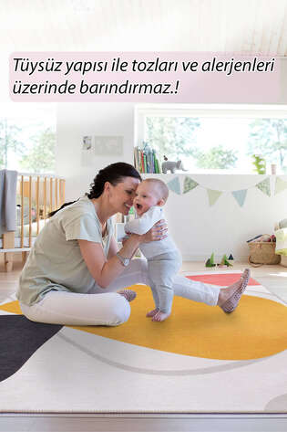 Modern Art Şönil Dokuma Pamuk Polyester Renkli Halı HS 405