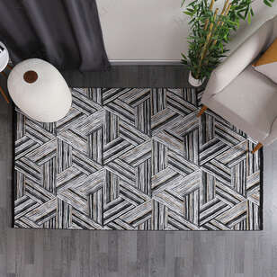 Halıstores - Modern İnce Makine Halısı Siyah Bej Lucca 9491 (1)