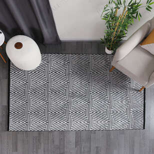 Halıstores - Modern İnce Makine Halısı Siyah Gri Lucca 9553 (1)