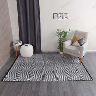 Halıstores - Modern İnce Özel Ölçü Makine Halısı Siyah Gri Lucca 9553