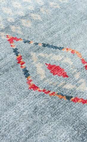 Otantik Kilim Desenli Zara 15 Mavi Renkli Hav ve Toz Vermeyen Özel Tezgah Uşak Halısı