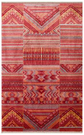 Otantik Kilim Desenli Zara 18 Kırmızı Renkli Hav ve Toz Vermeyen Özel Tezgah Uşak Halısı