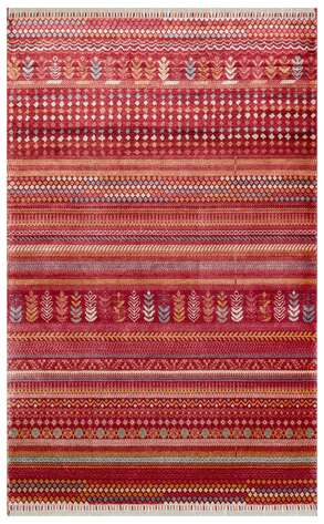 Otantik Kilim Desenli Zara 19 Kırmızı Renkli Hav ve Toz Vermeyen Özel Tezgah Uşak Halısı