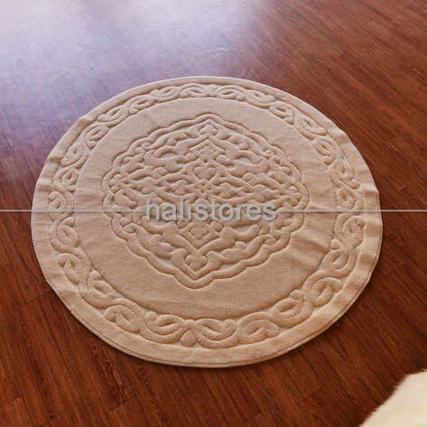 Ottoman %100 Pamuk Yıkanabilir Cappucino Yuvarlak Halı (2)