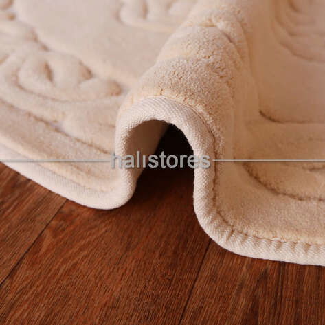 Ottoman %100 Pamuk Yıkanabilir Cappucino Yuvarlak Halı (4)