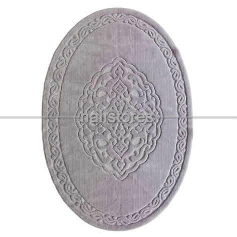 Ottoman %100 Pamuk Yıkanabilir Gri Oval Halı