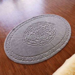 Halıstores - Ottoman %100 Pamuk Yıkanabilir Gri Oval Halı (1)