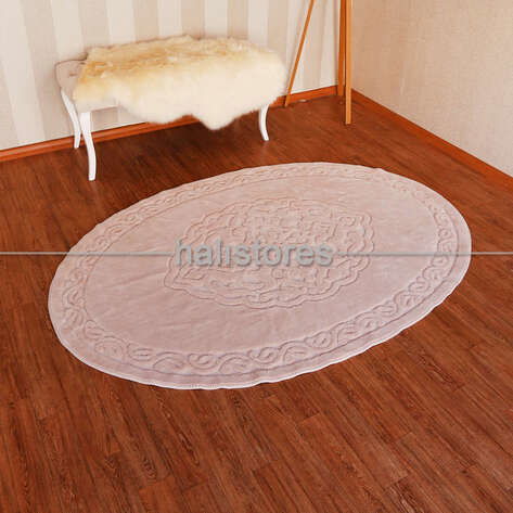 Ottoman %100 Pamuk Yıkanabilir Pudra Oval Halı (3)