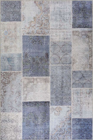 Patchwork Desenli Dokuma Taban Dekoratif Gri Halı HS 83