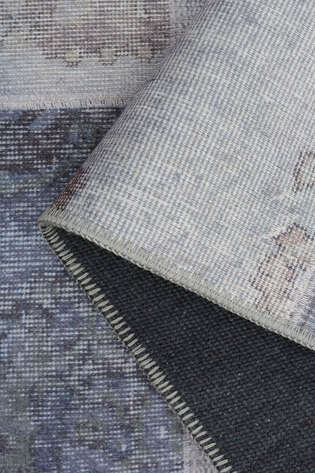 Patchwork Desenli Dokuma Taban Dekoratif Gri Halı HS 83