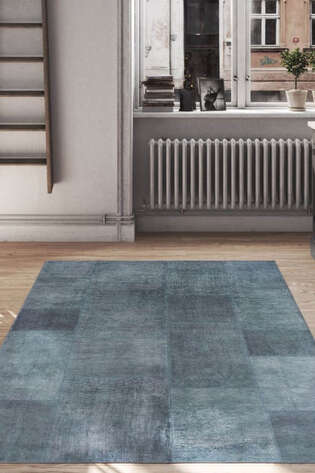 Patchwork Desenli Dokuma Taban Dekoratif Yeşil Halı HS 102