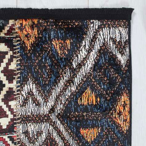 Patchwork Desenli Etnik Yumuşak Dokulu Yıkanabilir Halı Çok Renkli
